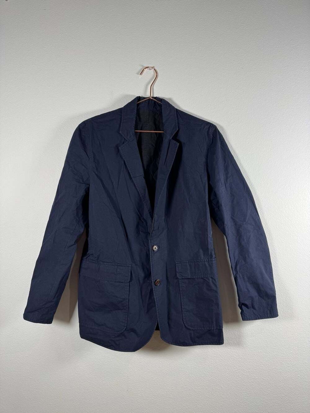 Billy Reid Men's Medium Navy Blue Black Cotton Packable Travel Blazer Sport Coat